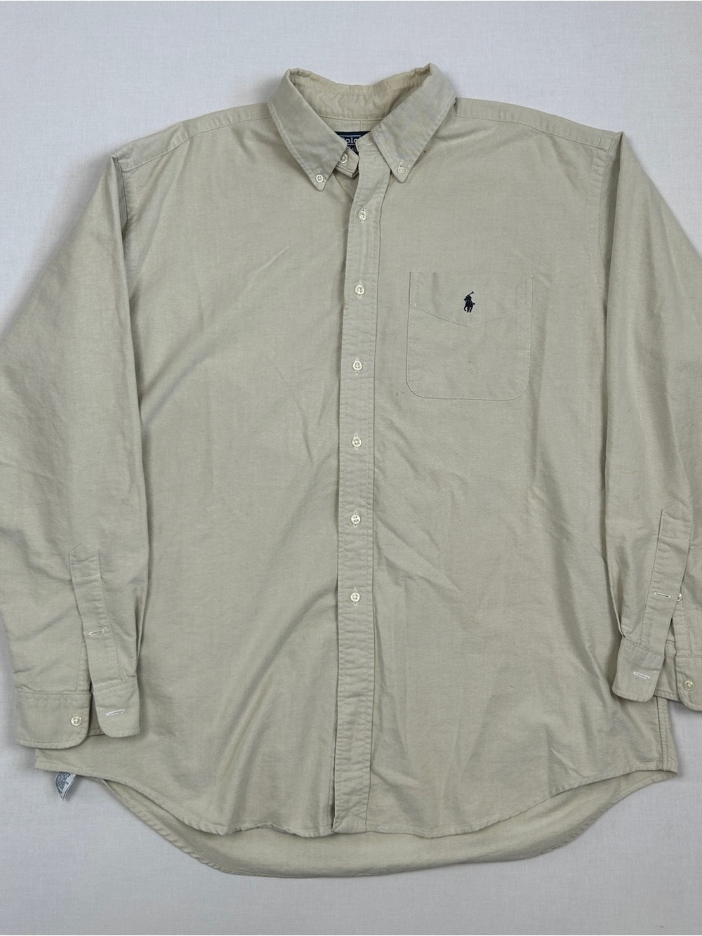 Vintage 90s Polo Ralph Lauren Button Up Beige Shirt